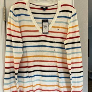 NWT Tommy Hilfiger 100% cotton lightweight striped sweater size large